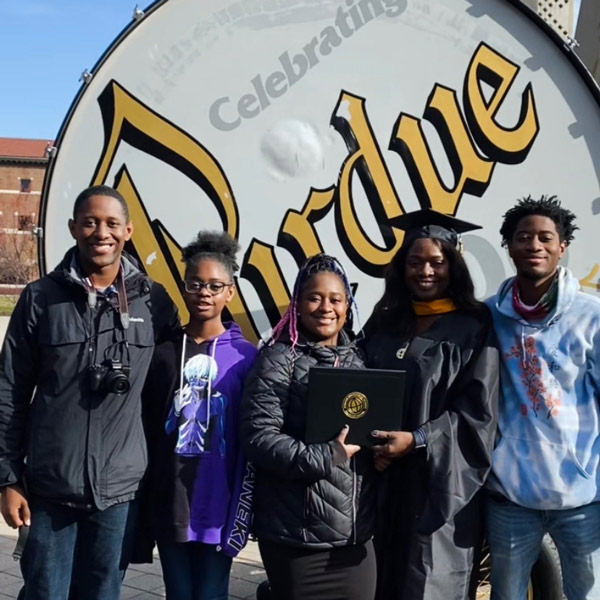 Hunter attending commencement ceremonies in West Lafayette with her four kids.