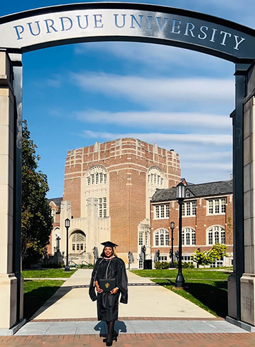 Durnell celebrating her Purdue Global graduation