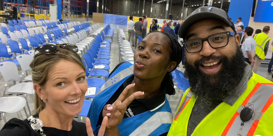McGuire with her Walmart coworkers.