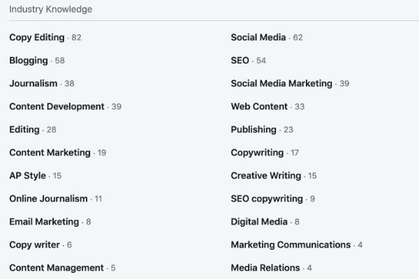 A screenshot of the Industry Knowledge section of a LinkedIn profile.