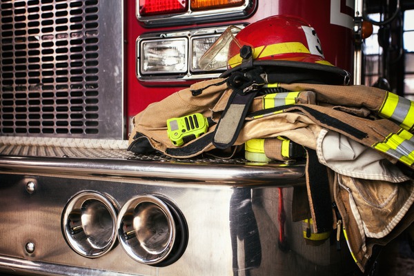 Firefighter uniform on a fire truck.