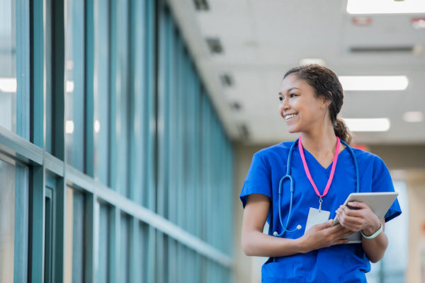 Young nurse in the hall of a hospital