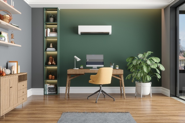 An ideal study space with a clean desk, indoor plants, natural light, and minimal distractions.