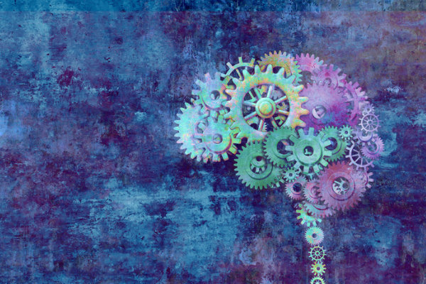 Gears that form an image of a brain