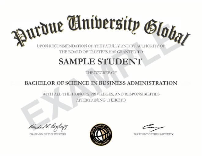 Purdue Global diploma in frame